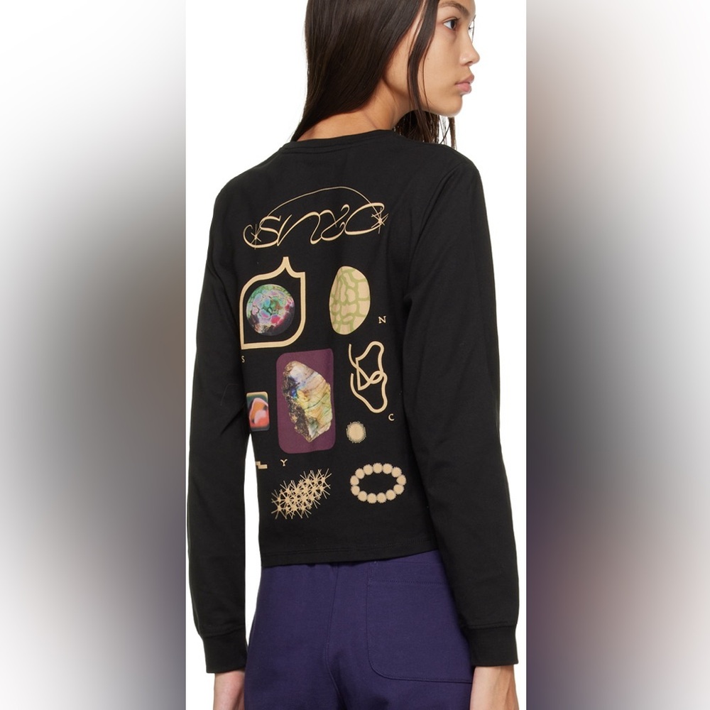 Saturdays NYC Sync Geode Print Long Sleeve T-Shirt (Black, Size S, NWT)
